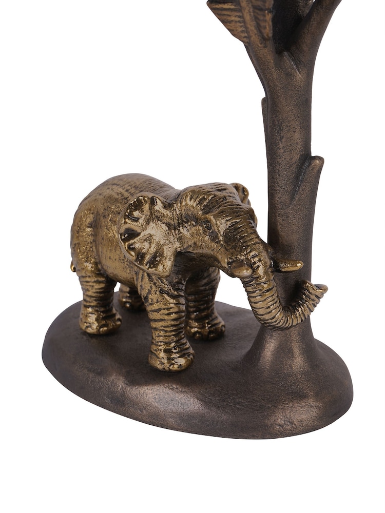 Libra Interiors Gold Small Kariba Elephant Hurricane 30cm - Image 6 of 6
