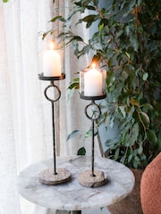 Libra Interiors Brown Large Rutland Table Hurricane Candle Holder - Image 1 of 7