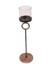 Libra Interiors Brown Large Rutland Table Hurricane Candle Holder - Image 3 of 7