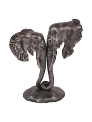 Libra Interiors Grey Kariba Cast Aluminium Nuzzling Elephants Sculpture - Image 3 of 6