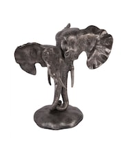 Libra Interiors Grey Kariba Cast Aluminium Nuzzling Elephants Sculpture - Image 5 of 6
