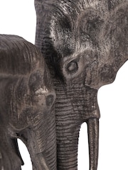 Libra Interiors Grey Kariba Cast Aluminium Nuzzling Elephants Sculpture - Image 6 of 6