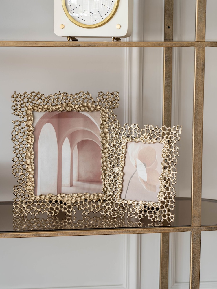 Libra Interiors Gold Miel Cast Aluminium Photo Frame - Image 1 of 6