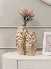 Libra Interiors Gold Hatton Cast Aluminium Vase 32cm - Image 1 of 6