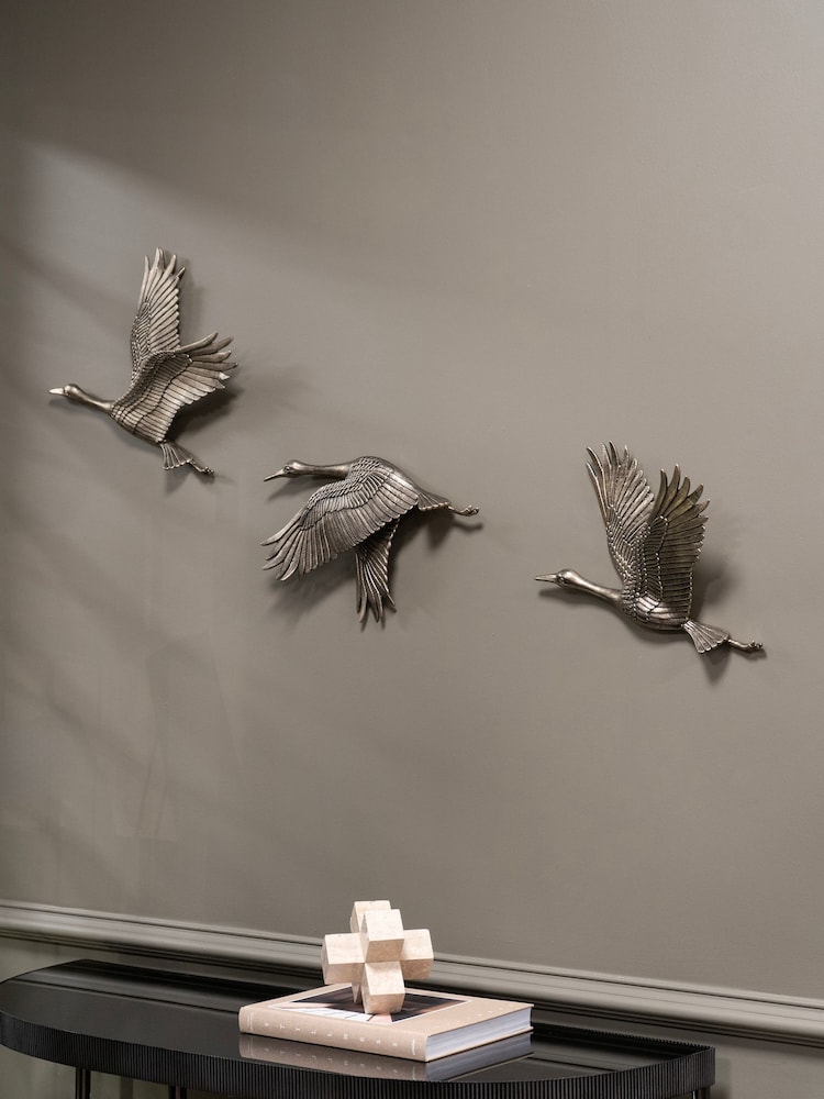Libra Interiors Gold Crane Trio Cast Aluminium Wall Art - Image 1 of 6