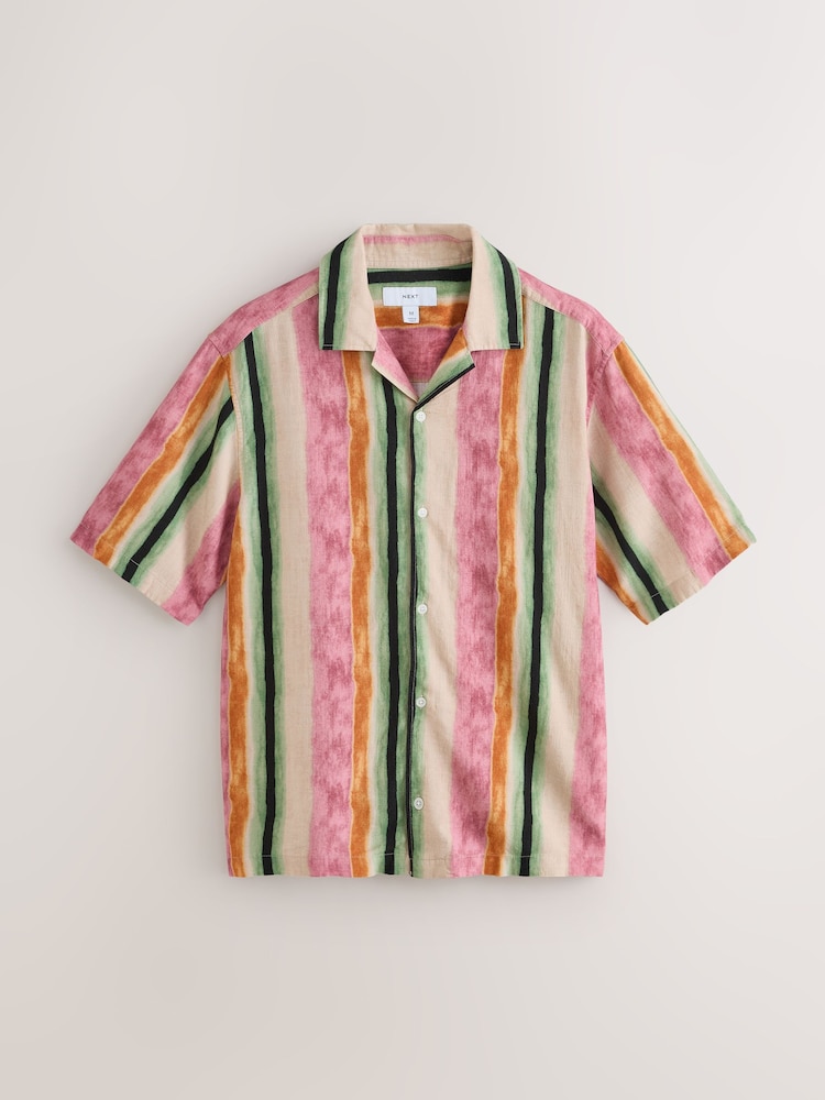 Pink Watercolour Stripe Short Sleeve Shirt - Image 1 of 3