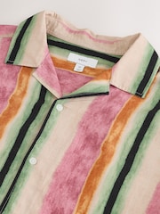 Pink Watercolour Stripe Short Sleeve Shirt - Image 2 of 3