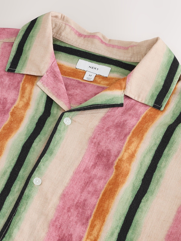 Pink Watercolour Stripe Short Sleeve Shirt - Image 2 of 3