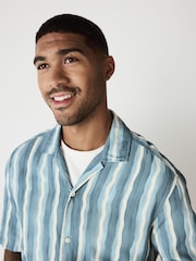 Blue Watercolour Stripe Short Sleeve Shirt - Image 4 of 7