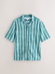 Blue Watercolour Stripe Short Sleeve Shirt - Image 5 of 7