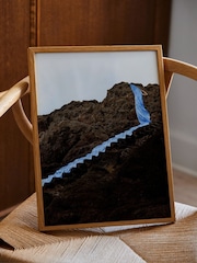 Paper Collective White Blue Light Blue Brown Green Beige The Stairs Wall Art - Image 1 of 2