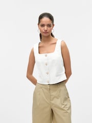 VERO MODA White Button Down Square Neck Waistcoat - Image 3 of 5