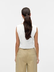 VERO MODA White Button Down Square Neck Waistcoat - Image 4 of 5