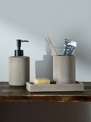 The Set 3 Piece Beige Toothbrush Tidy and Tray Set - Image 1 of 4