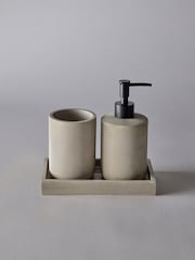 The Set 3 Piece Beige Toothbrush Tidy and Tray Set - Image 2 of 4