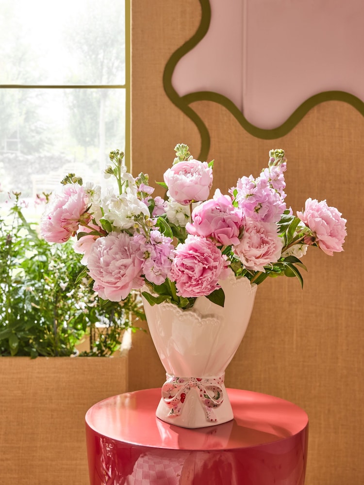 Cath Kidston White/Pink Bouquet Vase - Image 1 of 4 Cath Kidston White/Pink Bouquet Vase - Image 1 of 4
