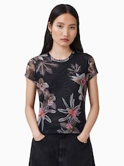 AllSaints Black Ellie Mesh T-Shirt - Image 2 of 7