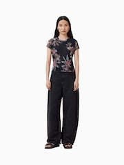 AllSaints Black Ellie Mesh T-Shirt - Image 5 of 7