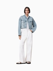 AllSaints Blue Sonny Crop Jacket - Image 1 of 8