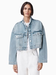 AllSaints Blue Sonny Crop Jacket - Image 3 of 8