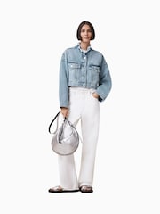 AllSaints Blue Sonny Crop Jacket - Image 4 of 8
