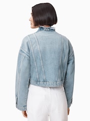 AllSaints Blue Sonny Crop Jacket - Image 6 of 8