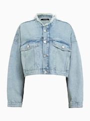 AllSaints Blue Sonny Crop Jacket - Image 8 of 8