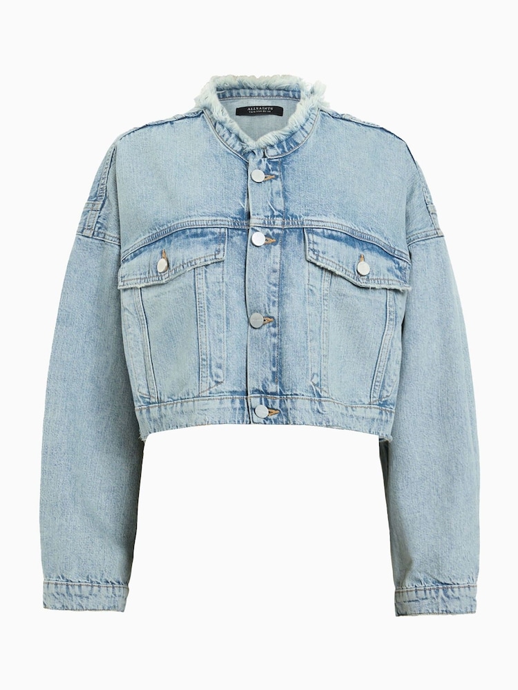 AllSaints Blue Sonny Crop Jacket - Image 8 of 8