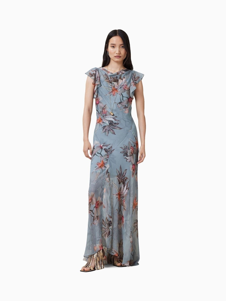 AllSaints Blue Flora Dress - Image 1 of 6