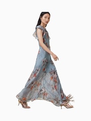 AllSaints Blue Flora Dress - Image 3 of 6