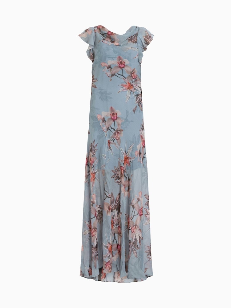 AllSaints Blue Flora Dress - Image 6 of 6