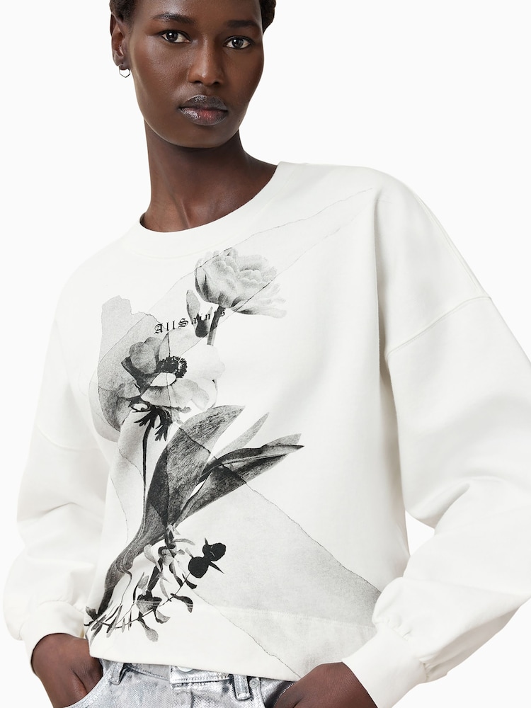 AllSaints White 100% Organic Cotton Lyss Lila Sweater - Image 1 of 6
