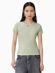 AllSaints Green 100% Organic Cotton Stevie T-Shirt - Image 3 of 7