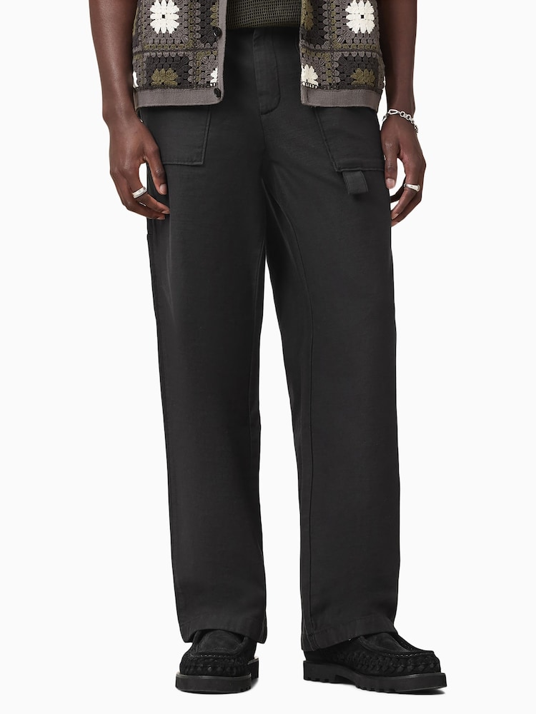 AllSaints Black 100% Organic Cotton Talbot Trousers - Image 4 of 8