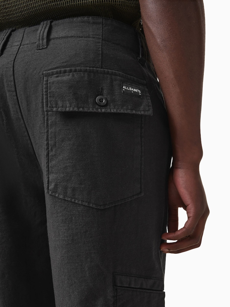 AllSaints Black 100% Organic Cotton Talbot Trousers - Image 7 of 8