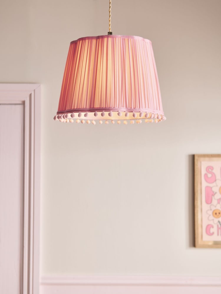 Pink Scallop Pom Pom Easy Fit Shade - Image 1 of 5