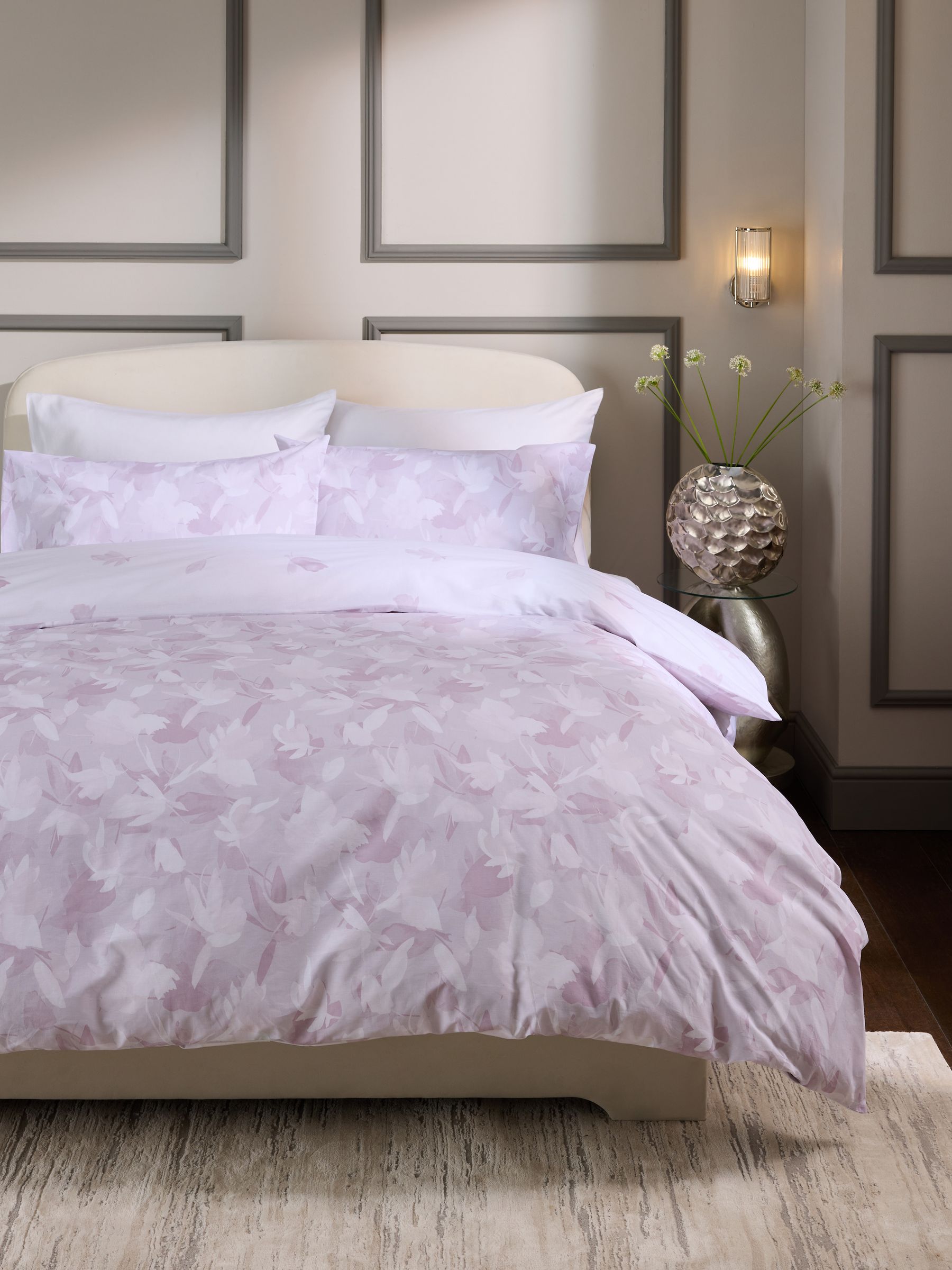 Lilac Purple Floral Reversible Duvet Duvet Cover and Pillowcase Set