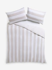 2 Pack Natural  Stripe 100% Cotton Duvet Cover and Pillowcase Set - Image 10 of 10
