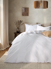 2 Pack Natural  Stripe 100% Cotton Duvet Cover and Pillowcase Set - Image 2 of 10