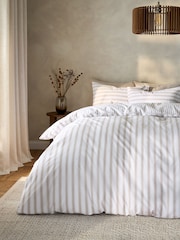 2 Pack Natural  Stripe 100% Cotton Duvet Cover and Pillowcase Set - Image 5 of 10