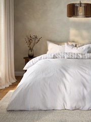 2 Pack Natural  Stripe 100% Cotton Duvet Cover and Pillowcase Set - Image 6 of 10