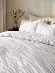 2 Pack Natural  Stripe 100% Cotton Duvet Cover and Pillowcase Set - Image 7 of 10