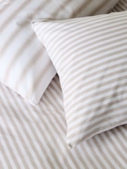 2 Pack Natural  Stripe 100% Cotton Duvet Cover and Pillowcase Set - Image 8 of 10
