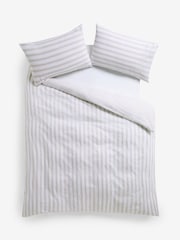 2 Pack Natural  Stripe 100% Cotton Duvet Cover and Pillowcase Set - Image 9 of 10
