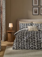 Natural Assembled Leaves 100% Cotton Reversible Duvet Cover and Pillowcase Set - Image 2 of 7