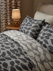 Natural Assembled Leaves 100% Cotton Reversible Duvet Cover and Pillowcase Set - Image 4 of 7