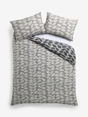 Natural Assembled Leaves 100% Cotton Reversible Duvet Cover and Pillowcase Set - Image 7 of 7