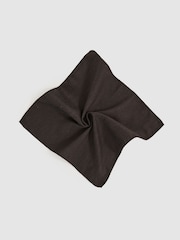 Reiss Chocolate Brown Celso Silk Blend Herringbone Pocket Square - Image 3 of 4