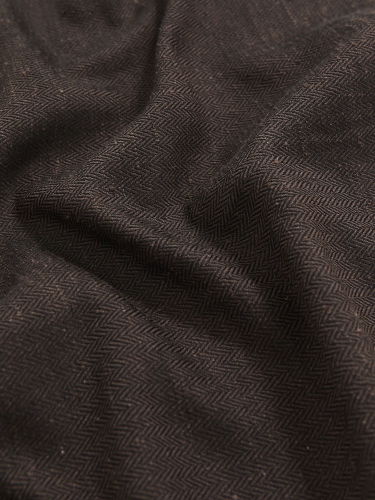 Reiss Chocolate Brown Celso Silk Blend Herringbone Pocket Square - Image 4 of 4