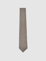 Reiss Dark Sage Multi Nicolo Micro-Square Print Tie With Wool - Image 1 of 6